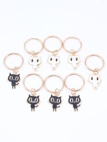 8pcs Cartoon Cat Keychains Enamel Cat Charms Keychains For DIY Decoration - Multicolor - View 4