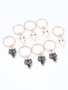 8pcs Cartoon Cat Keychains Enamel Cat Charms Keychains For DIY Decoration - Multicolor - View 2