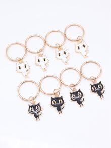 8pcs Cartoon Cat Keychains Enamel Cat Charms Keychains For DIY Decoration - Multicolor - View 5