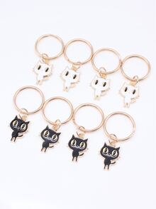 8pcs Cartoon Cat Keychains Enamel Cat Charms Keychains For DIY Decoration - Multicolor - View 6