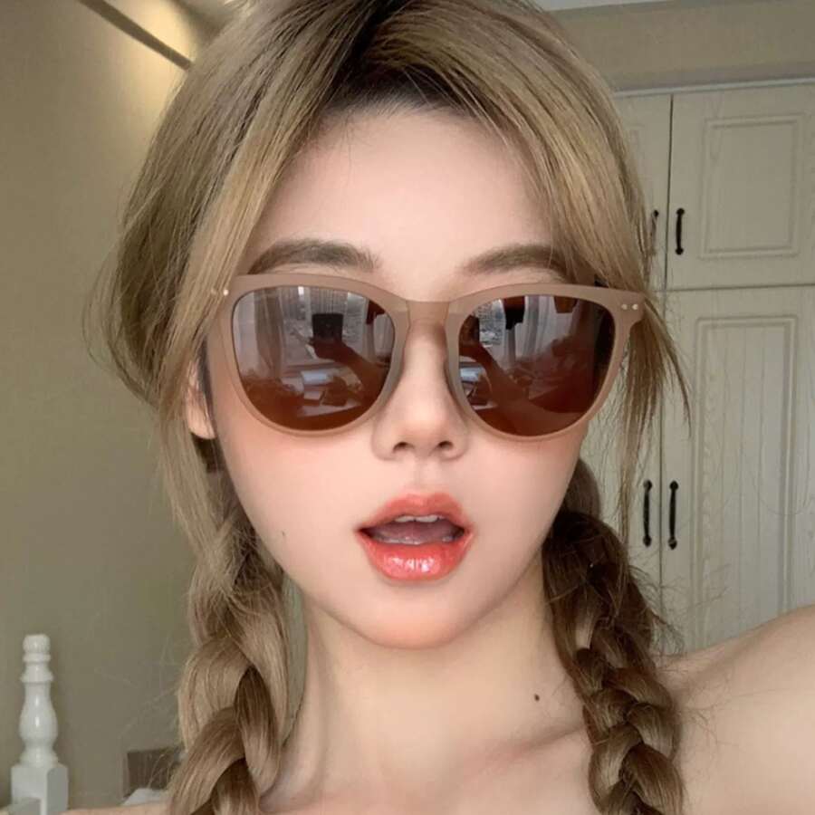 1pc Women's Foldable Fashion Glasses, Brown - Brown - View 1