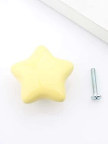1pc Yellow Star-shaped Ceramic Drawer Handle - Yellow - View 3