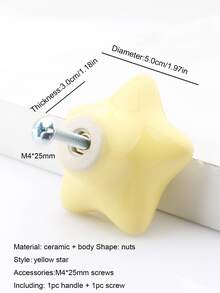 1pc Yellow Star-shaped Ceramic Drawer Handle - Yellow - View 5