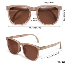 1pc Women's Foldable Fashion Glasses, Brown - Brown - View 2