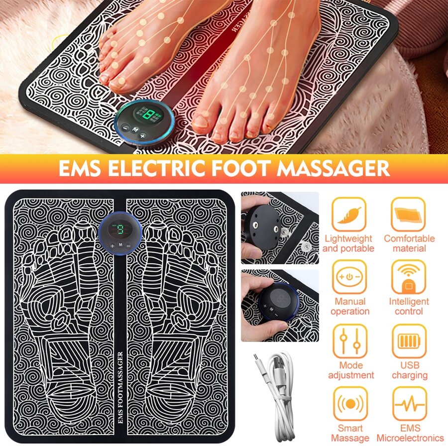 EMS Foot Massager Pad Mat, Electric Foot Massagers, Portable USB Rechargeable Foot Massager Pad, 8 Modes 19 Intensity Adjustments - 電動EMS足部按摩器 - 查看 1