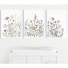 3pcs/Set Unframed Watercolor Flower Poster Wall Decor,Wall Art,Canvas Gifts Birthday Graduation - Multicolor - View 5