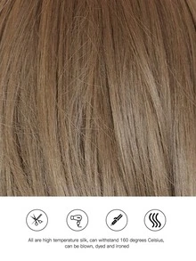 深啡色短直齊瀏海髮型 + 化學纖維髮材質 + 模擬蓋頭皮,適合日常使用 - 棕色 - 查看 6