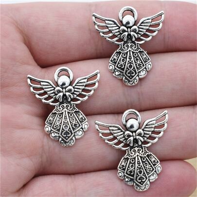 10pcs Antique Silver Color Wing Charms Beads Pendants for DIY Bracelet Necklace Jewelry Making