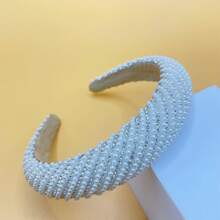 1 Ngọc Trai Giả Băng Đô Quấn Tóc Nữ Màu Trắng Thanh Lịch Full Hạt Ngọc Trai Đầu Cô Dâu Thái Tóc Vòng Phụ Kiện Tóc Tiaras - trắng - Xem 2