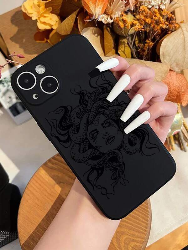 Snake Patterned Girl Design Black Phone Case Compatible With Apple Iphone 12/13/14/15 Pro Max