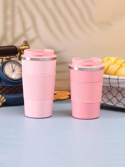 1pc Travel Mug With Leakproof Lid,Insulated Reusable Coffee Mug For Hot&Cold Drinks/Tea,Portable Stainless Steel Thermal Takeaway Travel Coffee Cup For Car