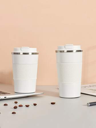 1個 漏れ防止蓋付き トラベルマグ、断熱再利用可能コーヒーマグ 熱・冷飲料/お茶用、ポータブル ステンレス製 サーモ テイクアウト トラベルコーヒーカップ 車用