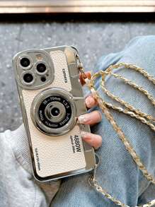 苹果斜挎手机壳 斜挎相机设计手机壳 带挂绳 防水防震防摔防刮 - 米色 - 查看 2