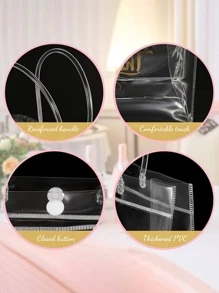 10入組/包透明PVC謝謝禮品袋，帶手柄，可重複使用零售商品購物袋，精品，婚禮，生日，嬰兒送禮會派對禮物 - 無色 - 查看 3