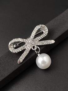 2pcs/Set Waistband Fixing Clip & Faux Pearl & Rhinestone Decor Brooch Set, Including Bowknot Pin And Rhinestone Water Drop Brooch Valentine's Day Valentines - Multicolor - View 3