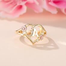 Vanel chiếc nhẫn mở đầu bảng chữ cái và hoa anh đào theo phong cách cung điện cổ điển. Nhẫn bảng chữ cái Az Nhẫn ban đầu Nhẫn tình yêu lãng mạn, Hoàn hảo để làm quà tặng ngày, Quà tặng bạn gái, Quà tặng vợ, Trang sức cưới - Nhiều màu - Xem 1