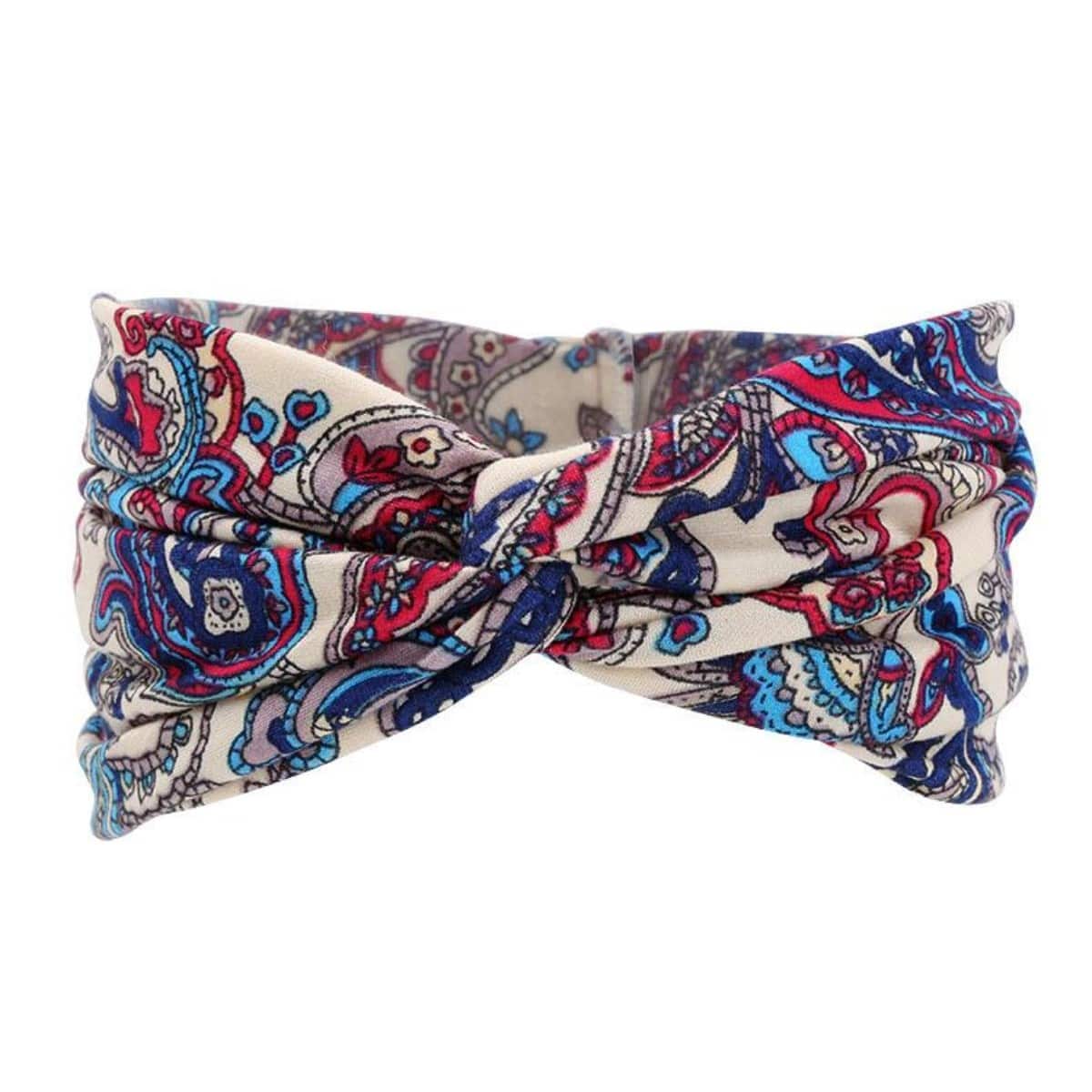 1入組歐美風格女士們波西米亞佩斯利圖案寬邊彈性髮箍適用於運動和洗滌臉部 - 彩色 - 查看 1