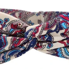 1入組歐美風格女士們波西米亞佩斯利圖案寬邊彈性髮箍適用於運動和洗滌臉部 - 彩色 - 查看 2