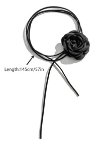 1 chiếc vòng cổ bằng vải Gothic lãng mạn cho nữ, hoa hồng lớn, dây xích xương đòn, thời trang Hàn Quốc, phụ kiện Y2K, thanh lịch, ngày lễ tình nhân ở trường, ngày lễ tình nhân - Màu Đỏ Sâu - Xem 6