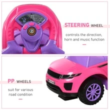 Aosom 3 In 1 Push Cars for Toddlers Kid Ride on Push Car Stroller Sliding Walking Car with Horn Music Light Function Secure Bar Ride on Toy for Boy Girl 1-3 Years Old Pink