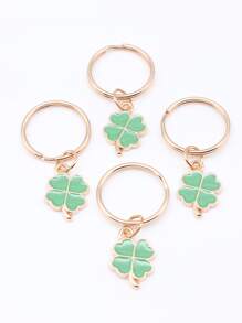 Móc khóa mặt dây chuyền hình cỏ ba lá thanh lịch 4 chiếc - màu xanh lá - Xem 3