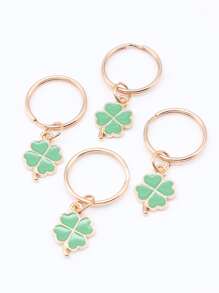 Móc khóa mặt dây chuyền hình cỏ ba lá thanh lịch 4 chiếc - màu xanh lá - Xem 2
