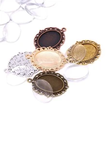 60入組掛墜托盤套裝,30片5色掛墜托盤橢圓框架,30片玻璃半球,適用於diy珠寶生產 - 白色 - 查看 4