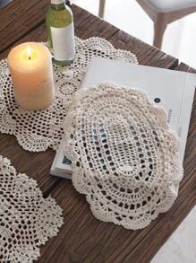 1入組手工鉤針鏤空蕾絲裝飾桌墊 - 米色 - 查看 3
