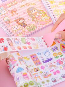 卡通盤繞筆記本,自黏式貼紙系列書,單書 - 彩色 - 查看 10