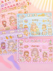 卡通盤繞筆記本,自黏式貼紙系列書,單書 - 彩色 - 查看 4