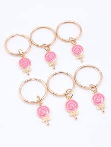 6 cái Dễ thương Men răng Kẹo mút Vật rủ xuống Móc chìa khóa Đồ trang trí Móc chìa khóa - Màu Hoa hồng đỏ - Xem 4