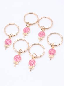 6 cái Dễ thương Men răng Kẹo mút Vật rủ xuống Móc chìa khóa Đồ trang trí Móc chìa khóa - Màu Hoa hồng đỏ - Xem 2