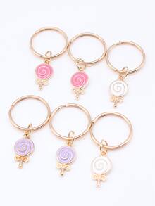 6pcs Cute Lollypop Shaped Keychains - Multicolor - View 5
