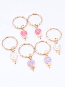6pcs Cute Lollypop Shaped Keychains - Multicolor - View 1