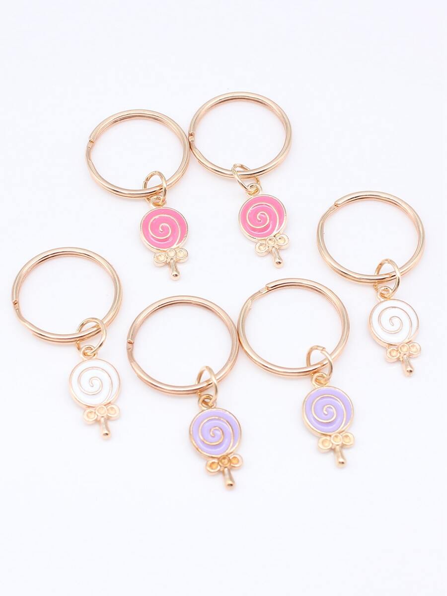 6pcs Cute Lollypop Shaped Keychains - Multicolor - View 1