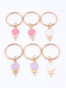 6pcs Cute Lollypop Shaped Keychains - Multicolor - View 6