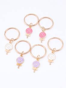 6pcs Cute Lollypop Shaped Keychains - Multicolor - View 2