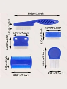 6pcs Pet Lice Remover Comb Set - Royal Blue - View 8