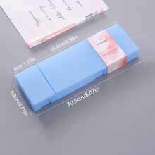 1 Miếng Màu thuần Hộp bút chì , Tối giản Có thể mang đi Hộp bút chì Đối với Học sinh - Màu xanh lam - Xem 5