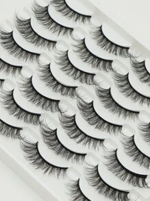 AYRMILLA 1/14 对装 自然蓬松柔软 3D 假睫毛，适合婚礼、派对、夜店、日常工作和会议等场合。 - 黑色 - 查看 5