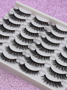 AYRMILLA 1/14 对装 自然蓬松柔软 3D 假睫毛，适合婚礼、派对、夜店、日常工作和会议等场合。 - 黑色 - 查看 2