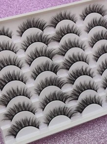 AYRMILLA 1/14 对装 自然蓬松柔软 3D 假睫毛，适合婚礼、派对、夜店、日常工作和会议等场合。 - 黑色 - 查看 4