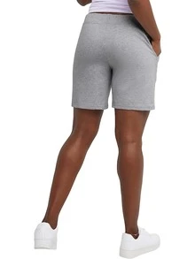 Women's Jersey Pocket Shorts, Drawstring Cotton Jersey Shorts, 7" Inseam - Light Grey - View 2