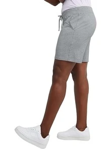 Women's Jersey Pocket Shorts, Drawstring Cotton Jersey Shorts, 7" Inseam - Light Grey - View 3