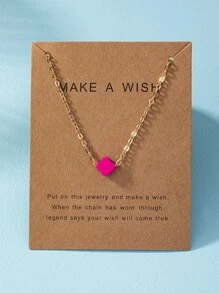 1pc Simple Metallic Clover Pendant Necklace - Hot Pink - View 1