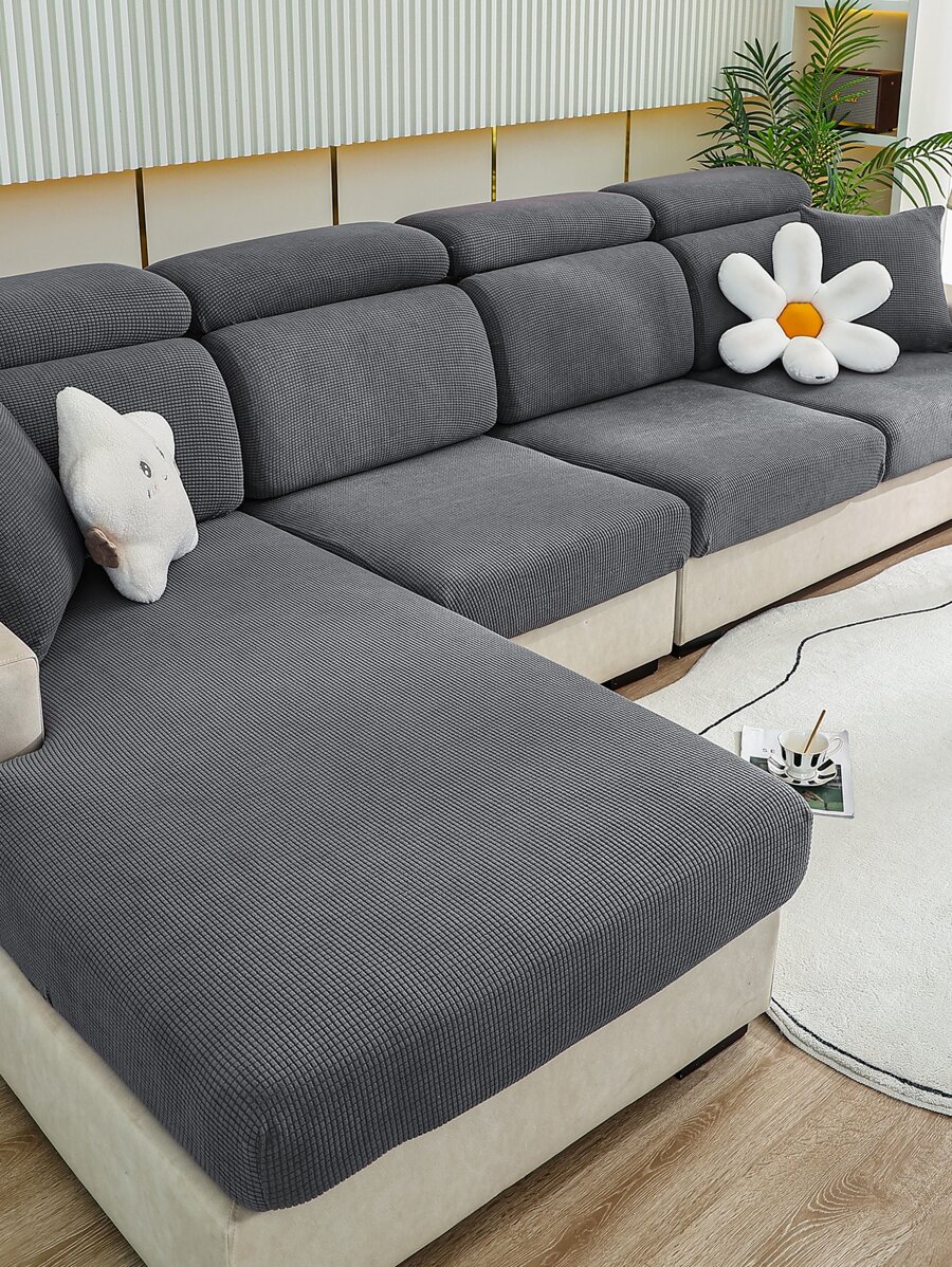 1pc Universal Elastic Sofa Cover In Four Seasons. Elasticity, Cover The Sofa Cushion Fully And Washable, Dust-proof And Dirt Resistance. - Màu xám đen - Xem 1