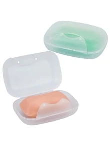 1 pièce Porte-savon transparent, étui de rangement étanche et anti-fuite pour savon, portable pour salle de bain, camping, gym, voyage, décoration de salle de bain, décoration d'automne, rentrée scolaire