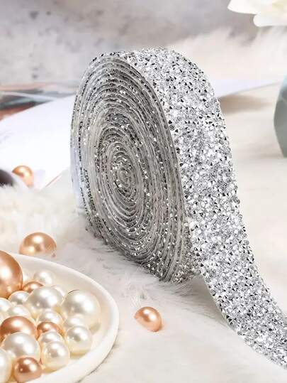 1 件水晶钻条、3 码自粘钻丝带、手工制作的 DIY 装饰贴纸、节日派对婚礼装饰、贴纸、墙贴花、家居装饰乙烯基贴花、春季装饰品让您的家焕然一新、节日装饰贴纸礼物生日毕业镜子墙面装饰房间装饰墙镜房间浴室装饰客厅装饰