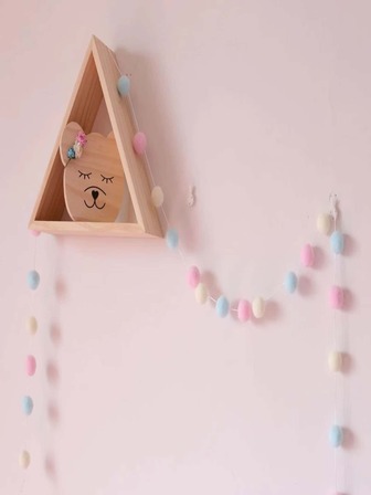 可愛孩子們的房間裝修毛茸茸毛絨球細繩帶小絨球,1入組