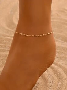 1pc Fashionable Minimalist Women's Gold Stainless Steel Anklet - Gold - View 7